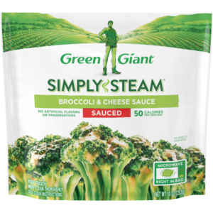 Green Giant Broccoli & Cheese Sauce: More florets, no artificial flavors, and convenient packaging for a delicious and balanced vegetable option.