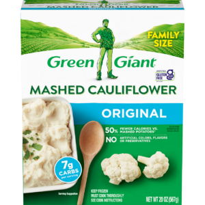 Love at first bite! Green Giant Mashed Cauliflower is the ideal low-calorie, veggie-packed alternative to traditional mashed potatoes.