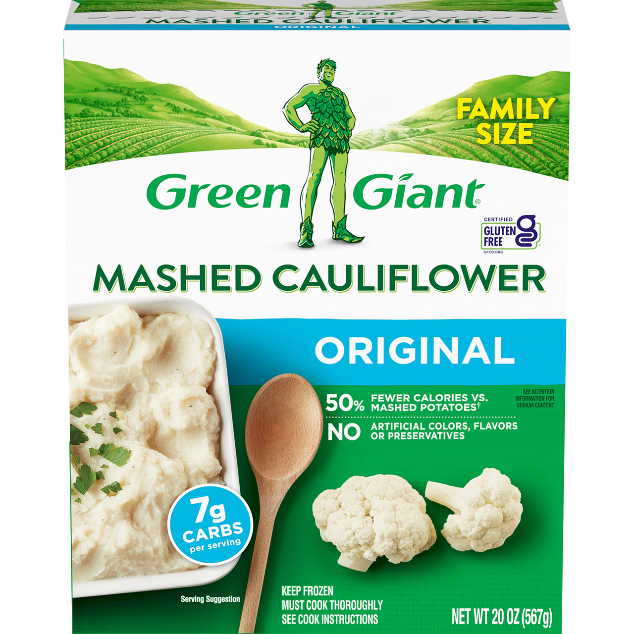 Love at first bite! Green Giant Mashed Cauliflower is the ideal low-calorie, veggie-packed alternative to traditional mashed potatoes.
