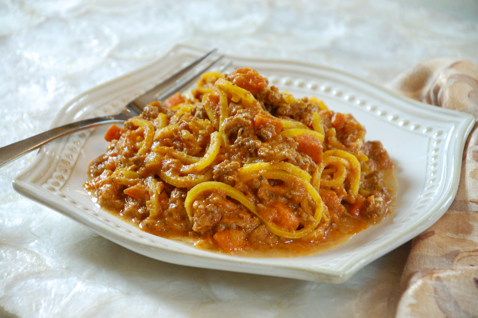Pressure Cooker Bolognese with Butternut Squash Spirals