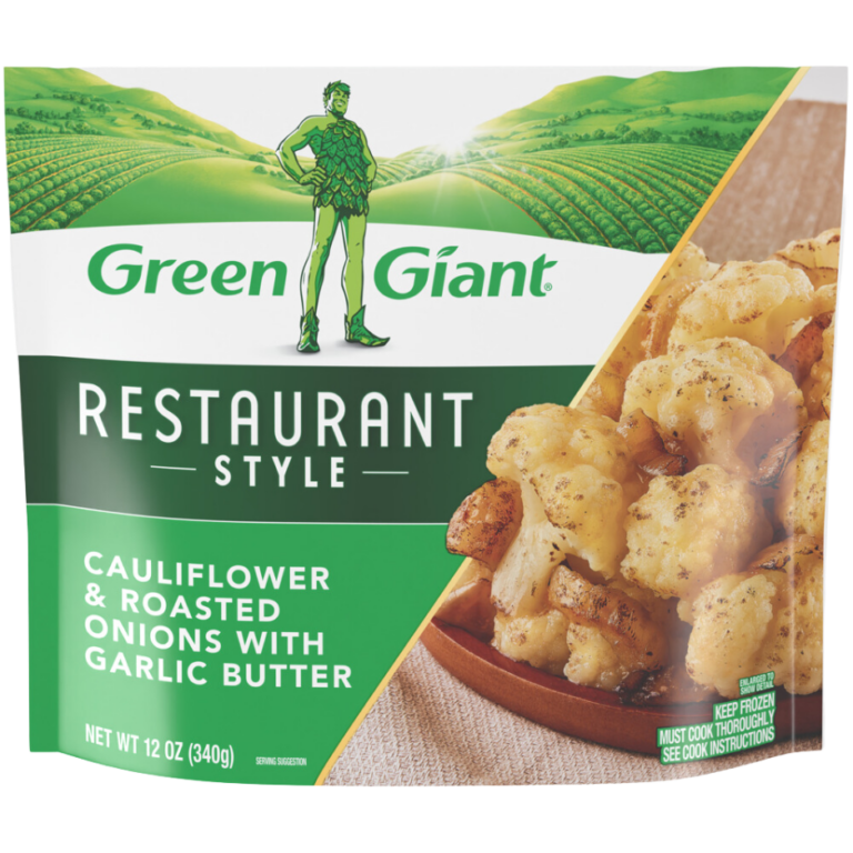 Green Giant Restaurant Style Cauliflower & Roasted Onions with Garlic Butter frozen side dish.