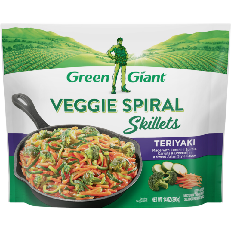 Green Giant Veggie Spiral Skillets Teriyaki with zucchini spirals, carrots, and broccoli in a sweet Asian-style sauce.