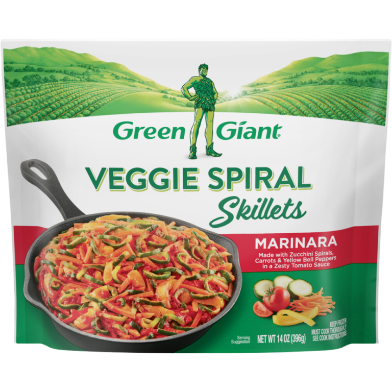 Green Giant Veggie Spiral Skillets Marinara with zucchini spirals, carrots, and yellow bell peppers in a zesty tomato sauce.