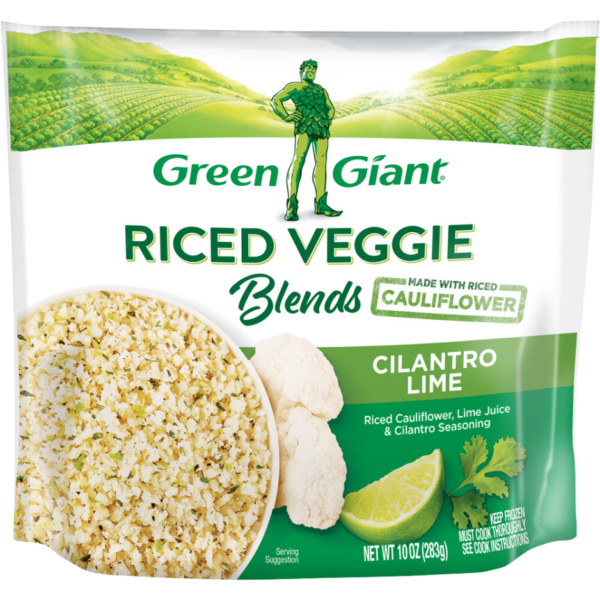 Green Giant Riced Veggie Blends Cilantro Lime made with riced cauliflower, lime juice, and cilantro seasoning.