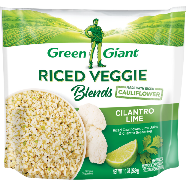 Green Giant Riced Veggie Blends Cilantro Lime made with riced cauliflower, lime juice, and cilantro seasoning.