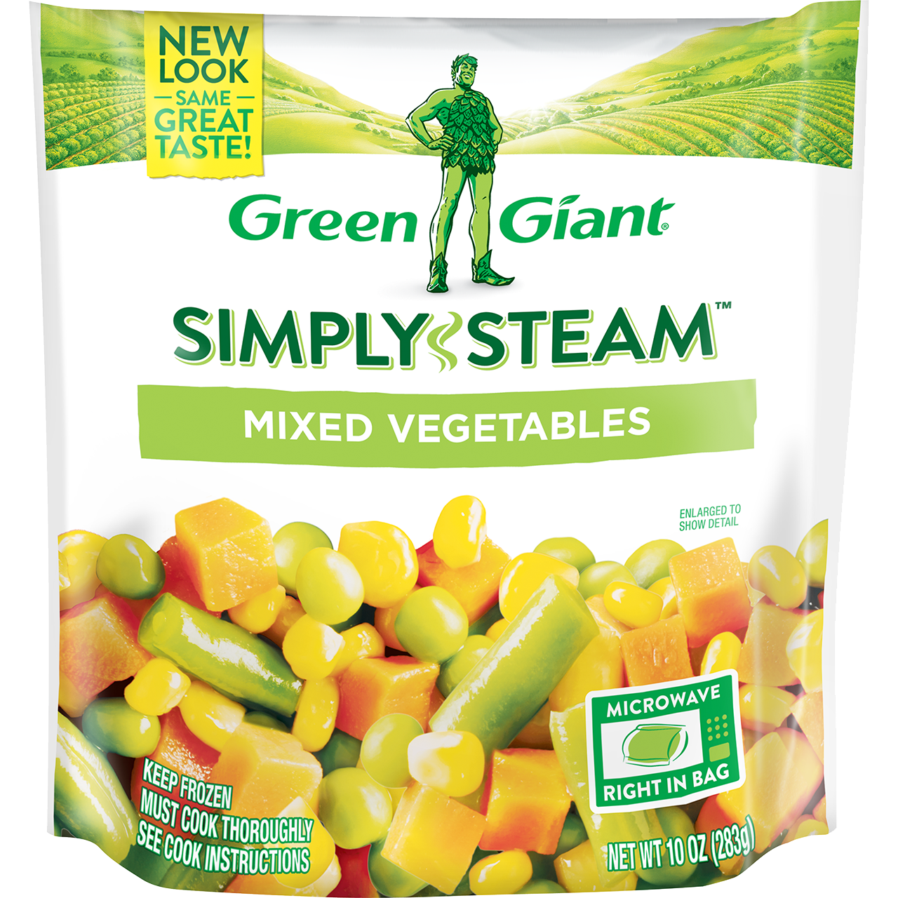Discover the ultimate freshness with Green Giant Simply Steam Mixed Vegetables. Picked at peak perfection, frozen fast, ready for you to prepare for your family at a moment's notice!