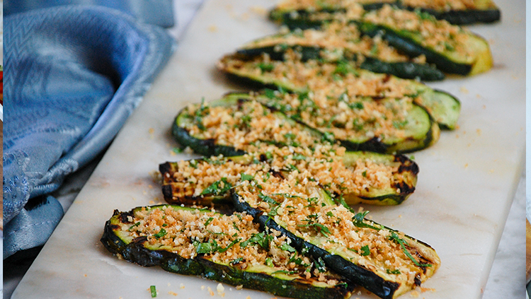 Grilled Zucchini with Parmesan Bread Crumbs