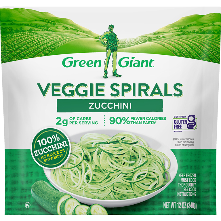Discover Green Giant Veggie Spirals Zucchini - a healthy, gluten-free alternative to pasta with 90% fewer calories than spaghetti thanks to zucchini. Try it today!