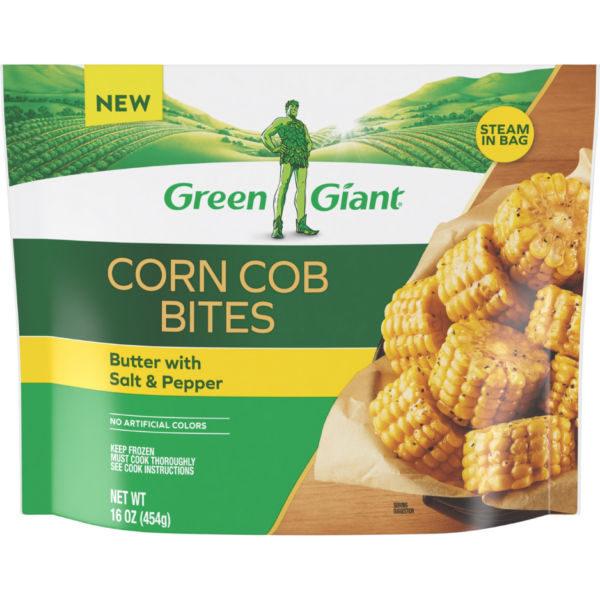 Green Giant Corn Cob Bites Butter with Salt and Pepper flavored frozen vegetable side dish.