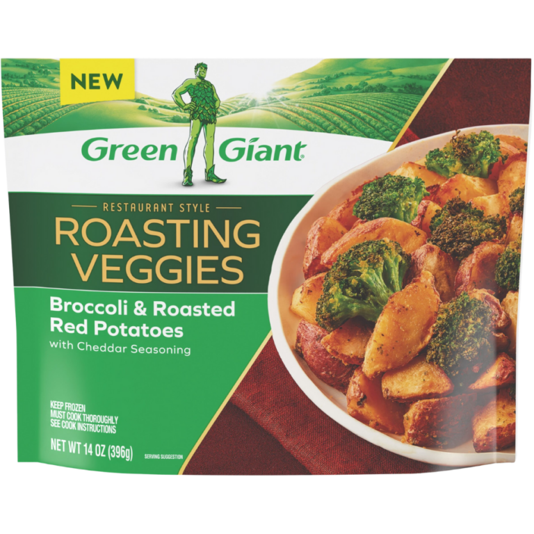 Green Giant Roasting Veggies Broccoli and Roasted Red Potatoes with Cheddar Seasoning.