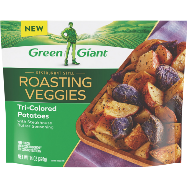 Green Giant Roasting Veggies Tri-Colored Potatoes with Steakhouse Butter Seasoning.